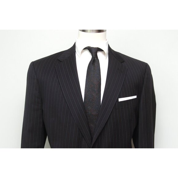 Hart Schaffner‎ 2pc Suit Blazer Jacket 44R Pants 38Wx29L Black Striped E02107 - Picture 4 of 16